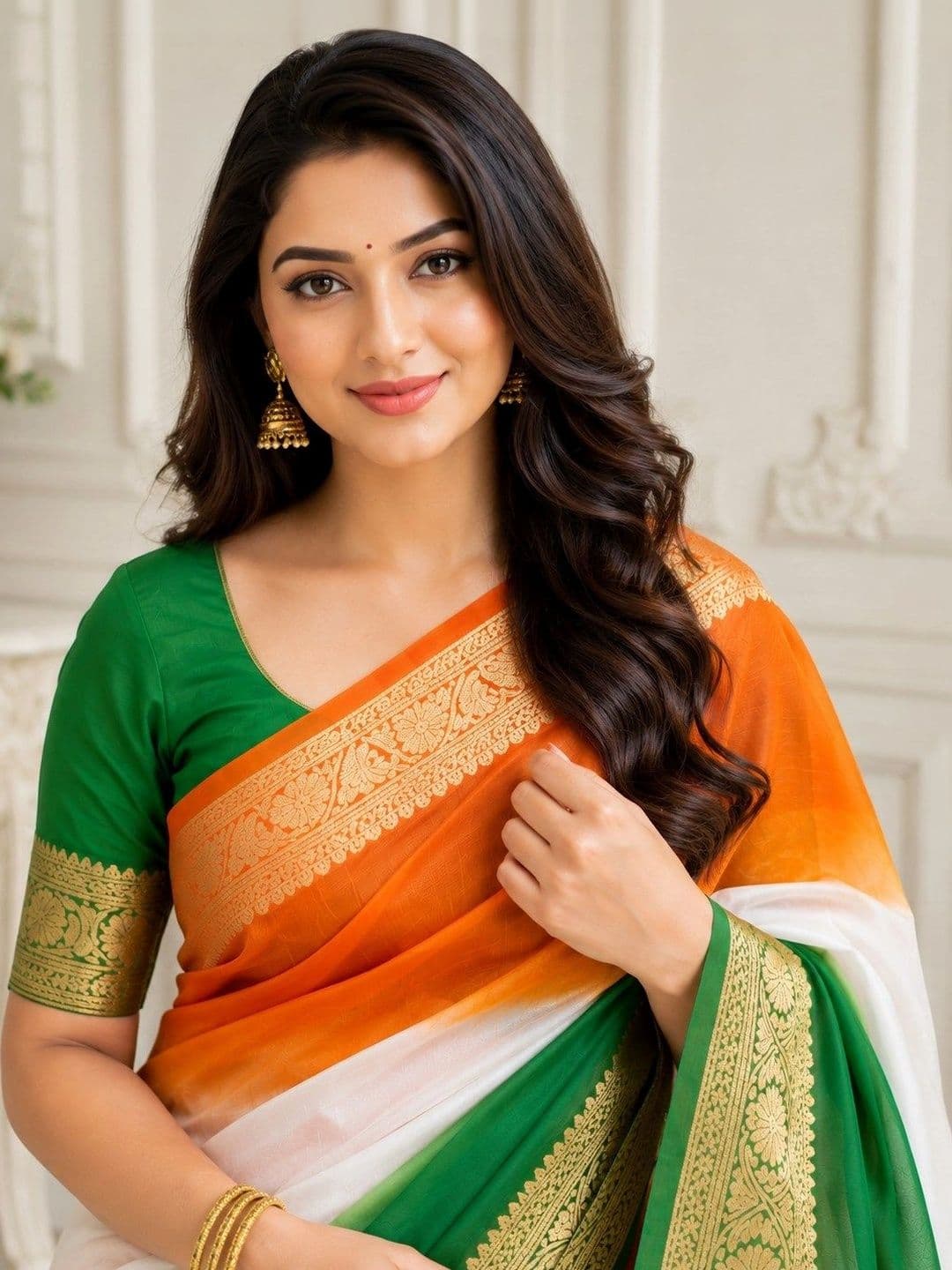 Sangria Tie and Dye Zari Organza Saree thumbnail 3