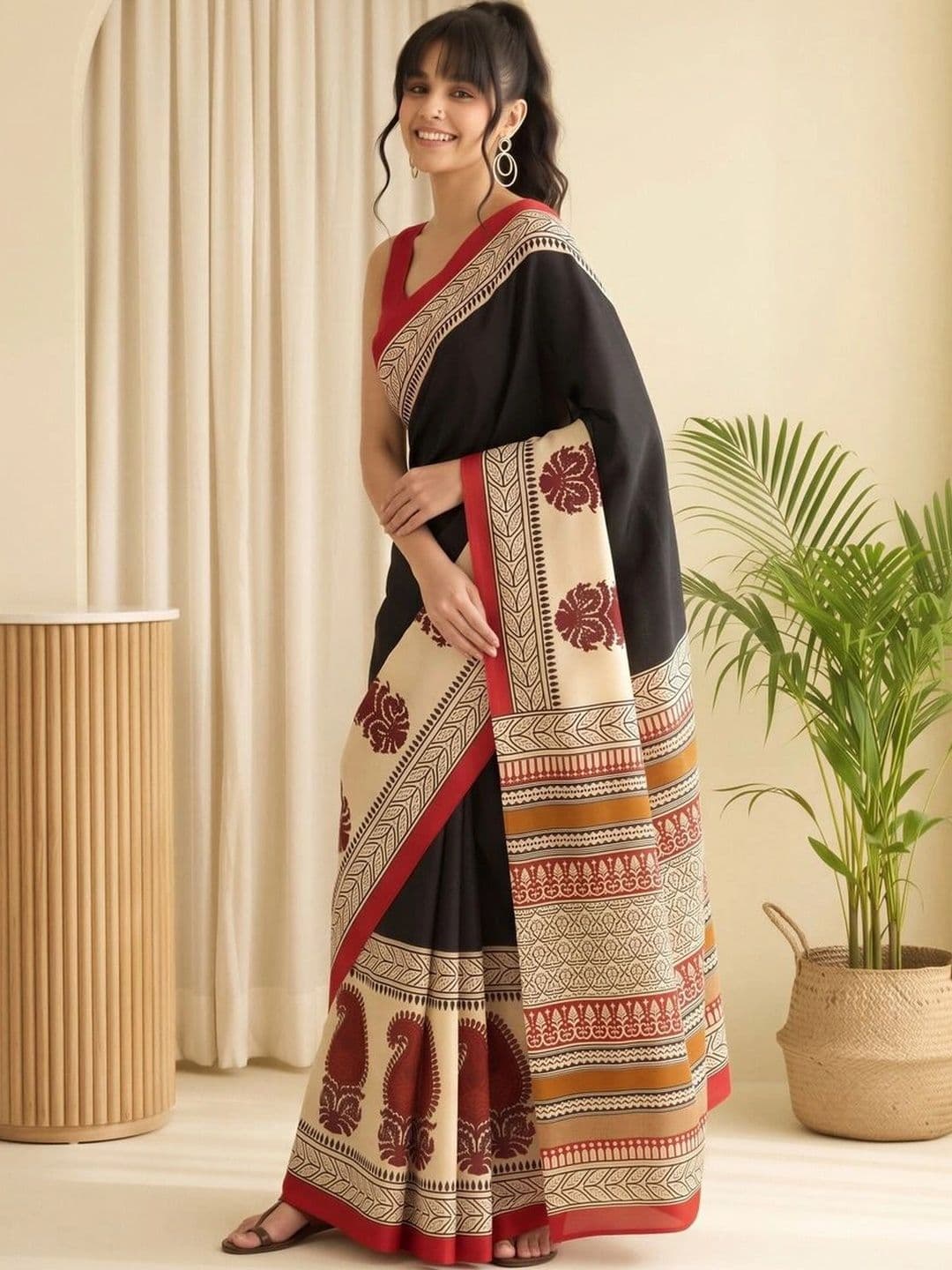 Saree mall Silk Blend Designer Dabu Sarees thumbnail 5