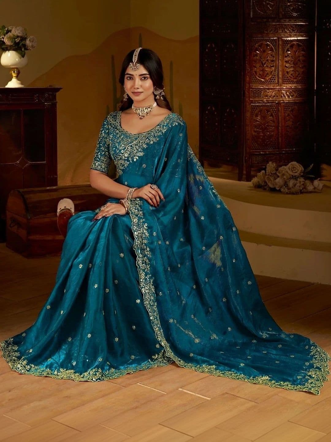 kantuba Embroidered Art Silk Heavy Work Saree - view 1