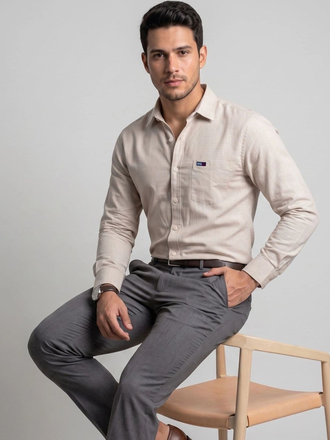 U.S. PITCHERS Men Modern Slim Fit Formal Shirt thumbnail 5