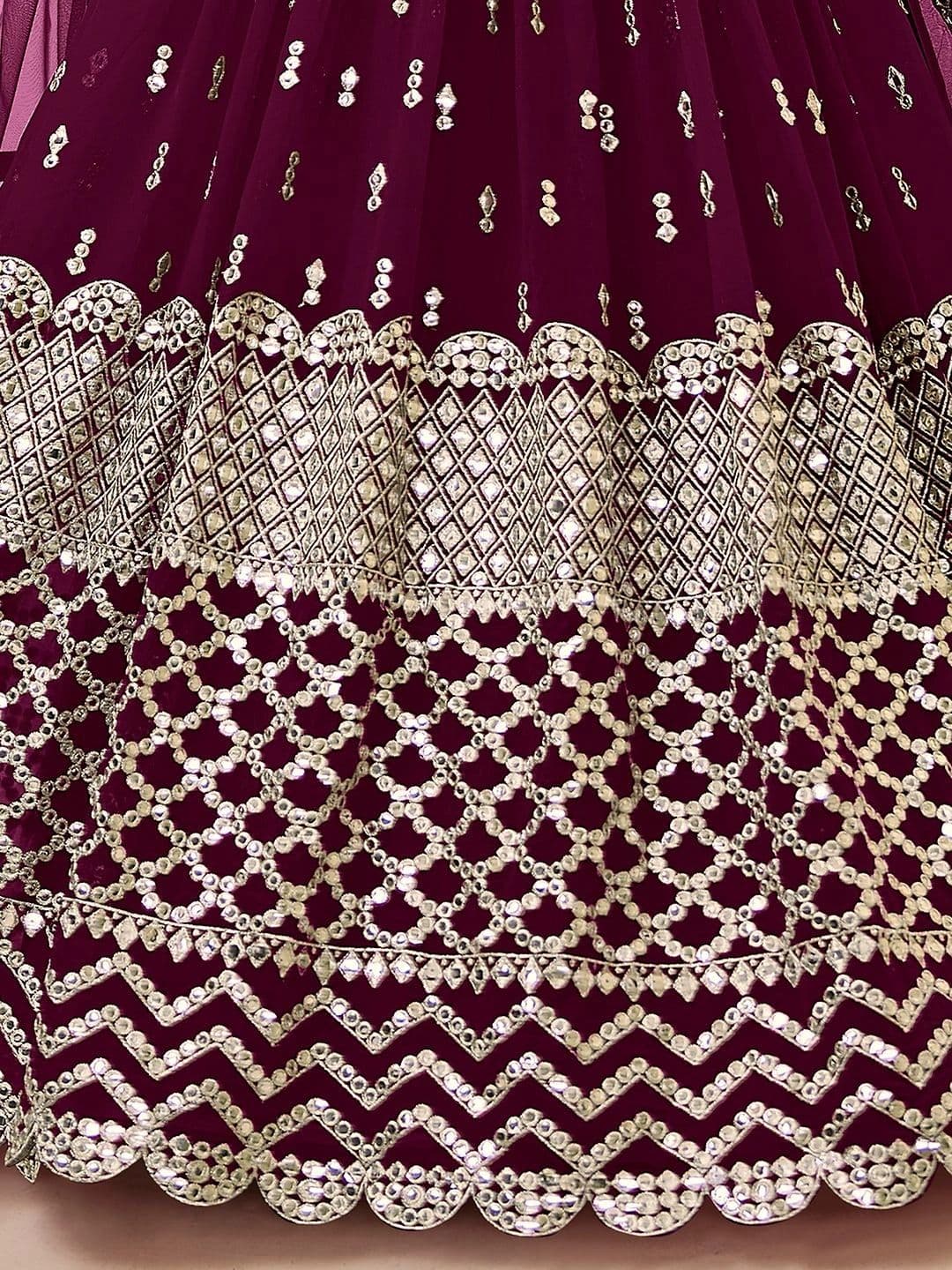 Zeel Clothing Embellished Mirror Work Semi-Stitched Lehenga & Unstitched Blouse With Dupatta thumbnail 3
