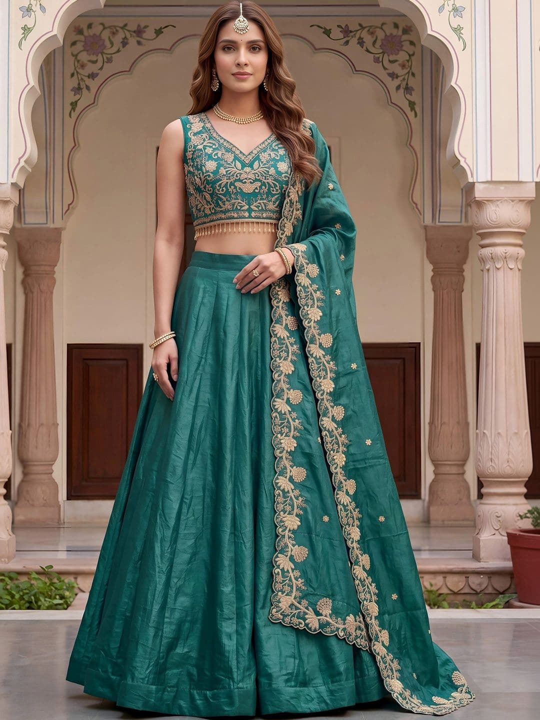 Zeel Clothing Embroidered Semi-Stitched Lehenga & Unstitched Blouse With Dupatta - view 1