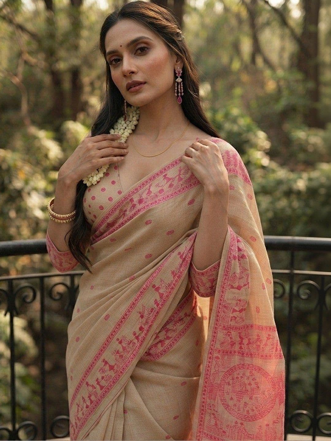 SZN Warli Chanderi Saree thumbnail 5