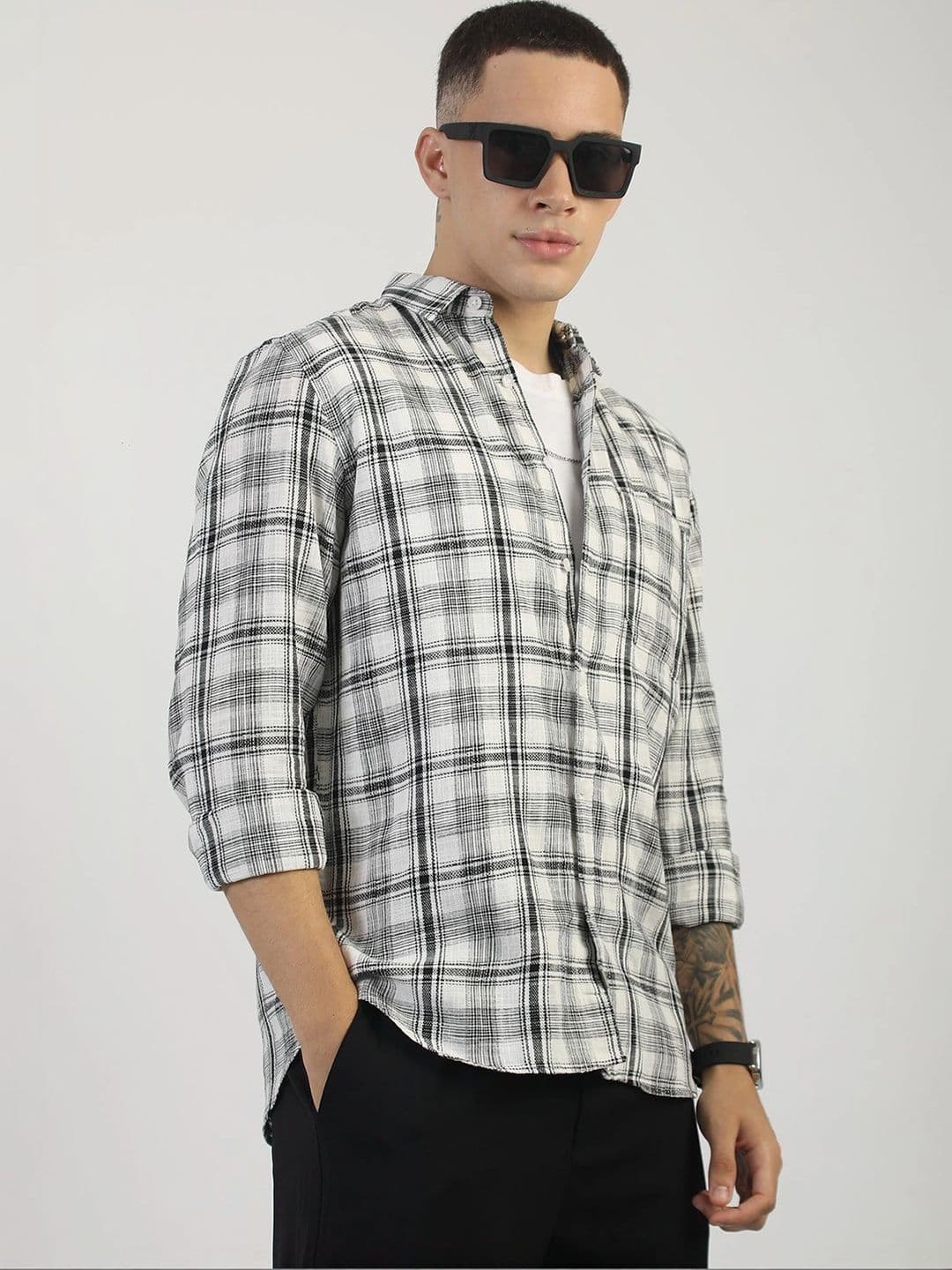 Maniac Men Comfort Checked Casual Shirt thumbnail 7