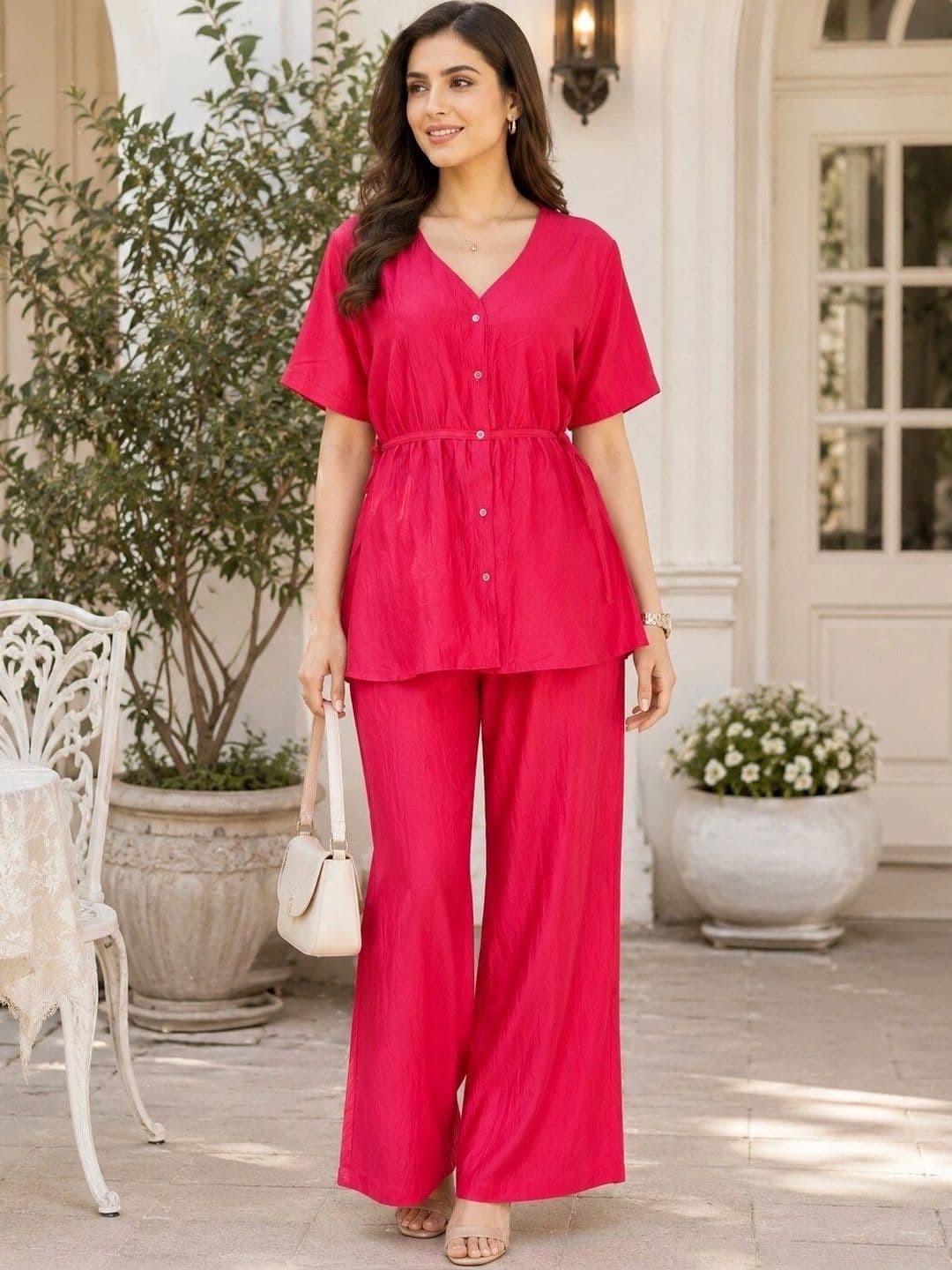 SERONA FABRICS Women Regular Kurta with Palazzos thumbnail 4