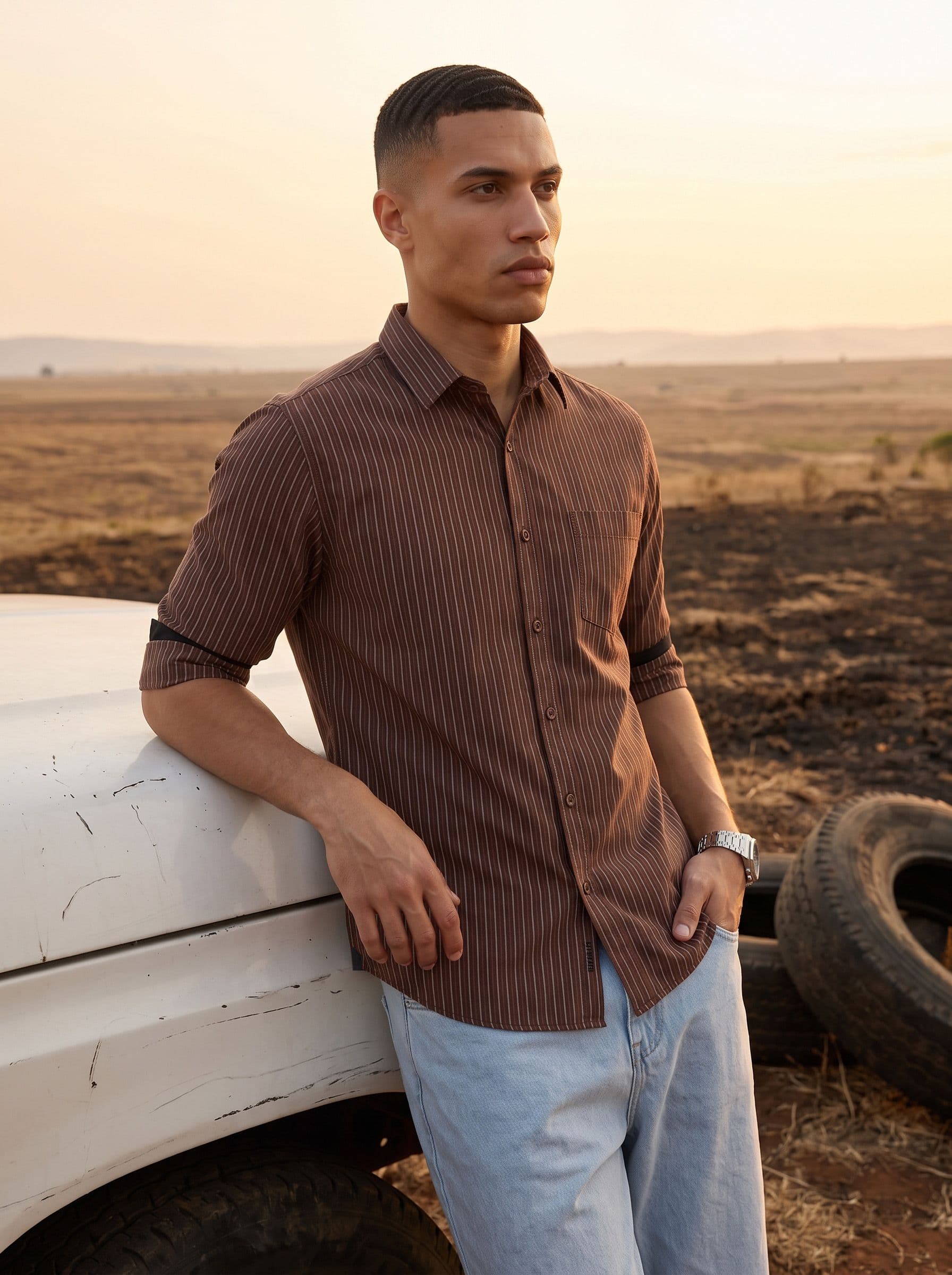 Roadster Life Co. Soft Touch Striped Casual Shirt thumbnail 5