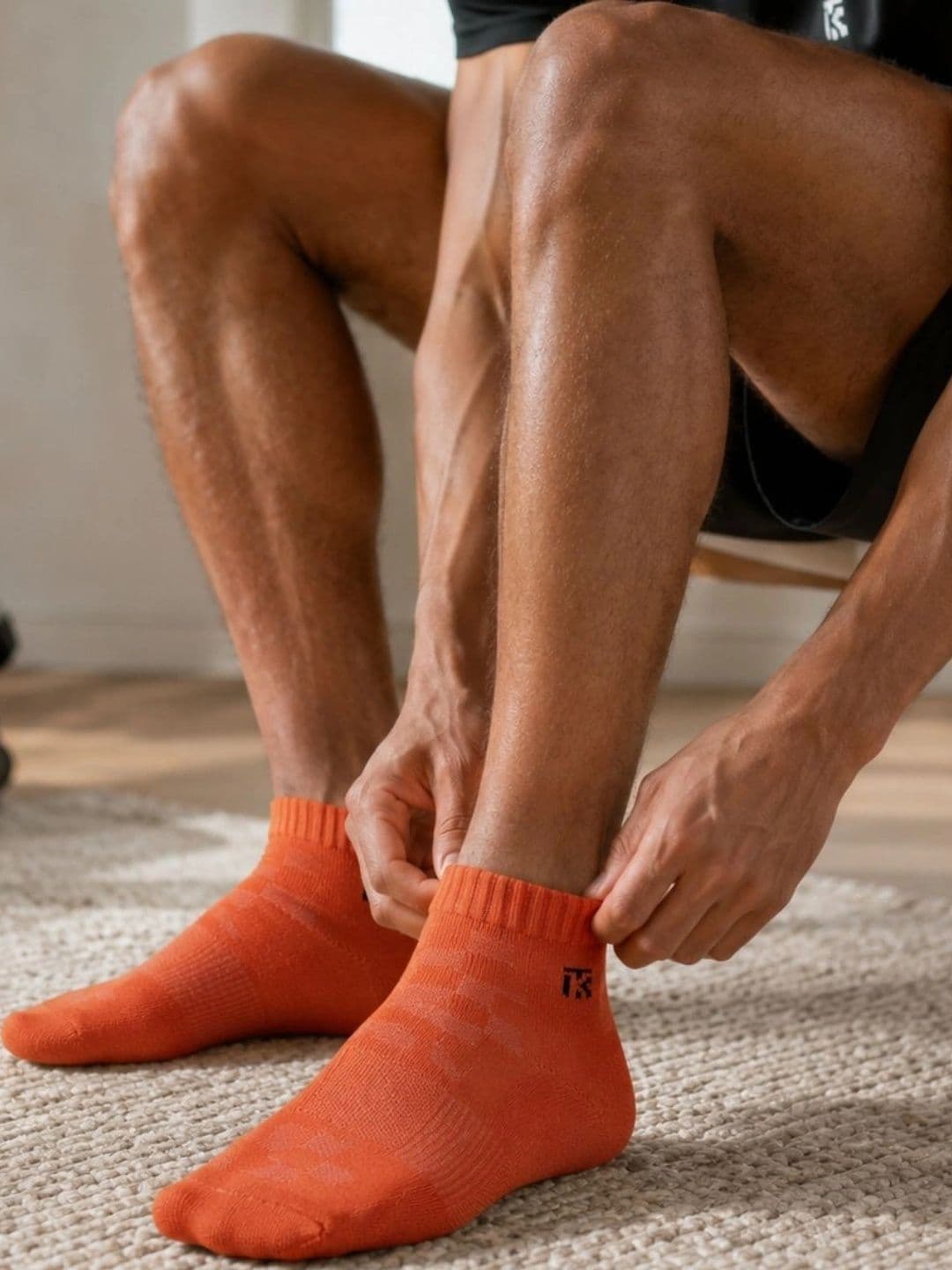 Kikitoes Men Pack of 3 Orange Bamboo Ankle Socks thumbnail 2