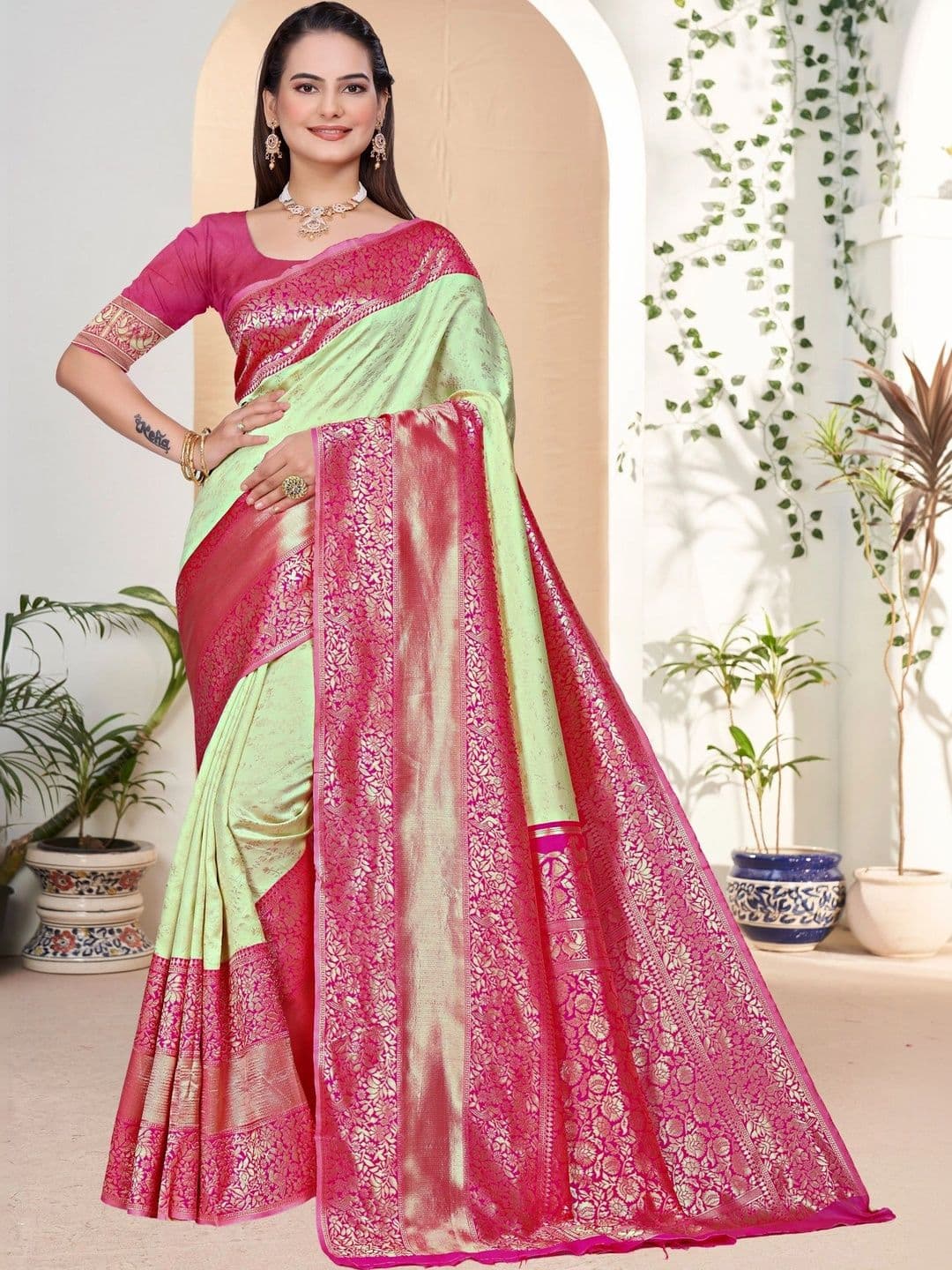revika Woven Design Zari Art Silk Designer Kanjeevaram Saree - view 1