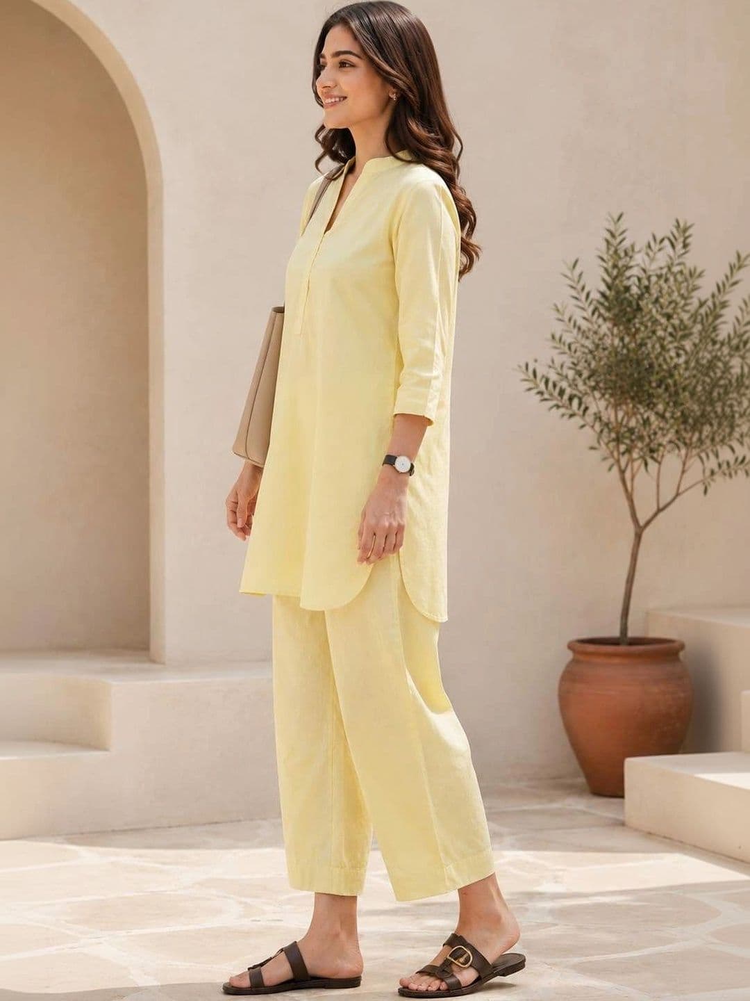YUVVIK Women Regular Pure Cotton Kurta with Palazzos thumbnail 5