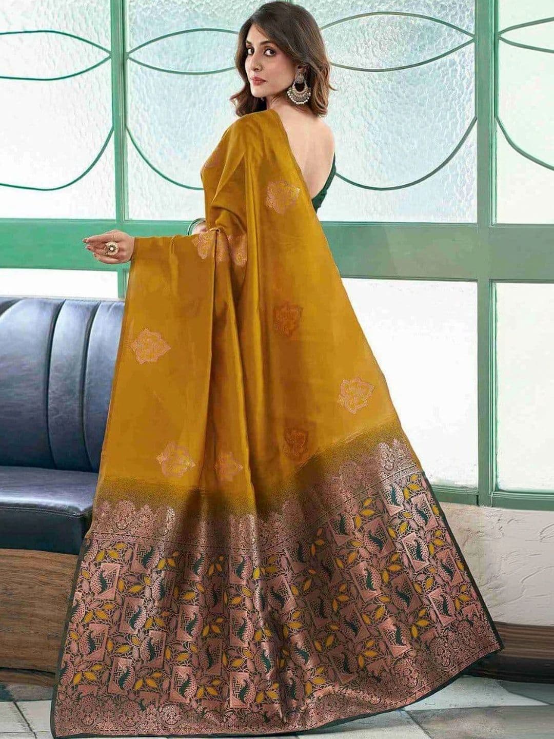 revika Woven Design Zari Art Silk Designer Kanjeevaram Saree thumbnail 3