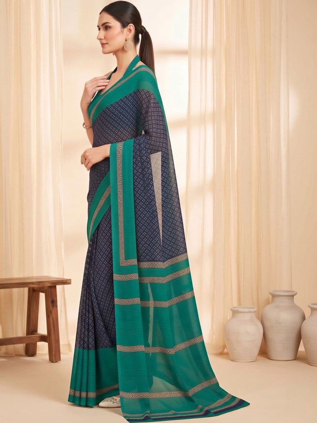 Saree mall Paisley Poly Crepe Designer Bagru Sarees thumbnail 2