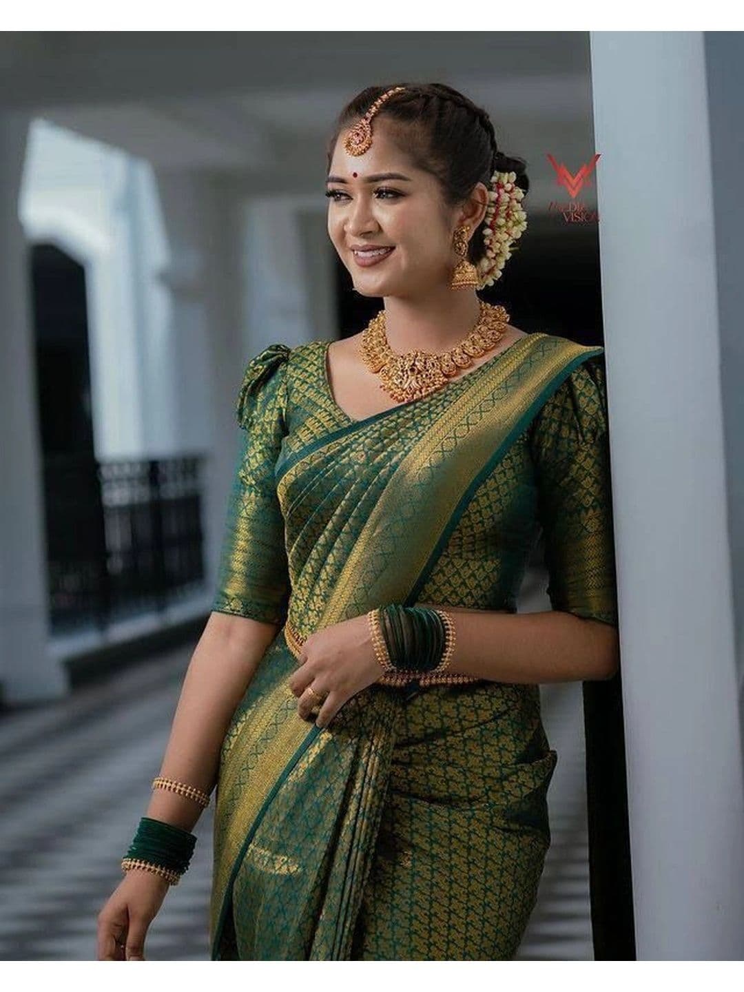 revika Woven Design Zari Art Silk Designer Kanjeevaram Saree thumbnail 6