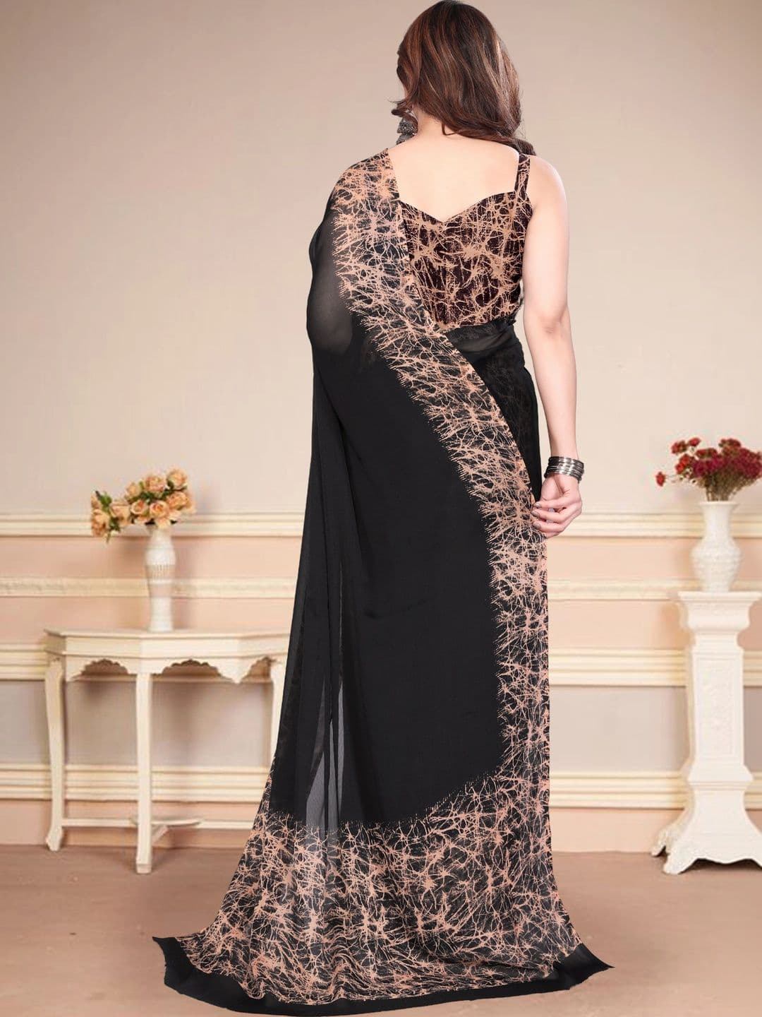 Owee Pure Chiffon Designer Saree thumbnail 3