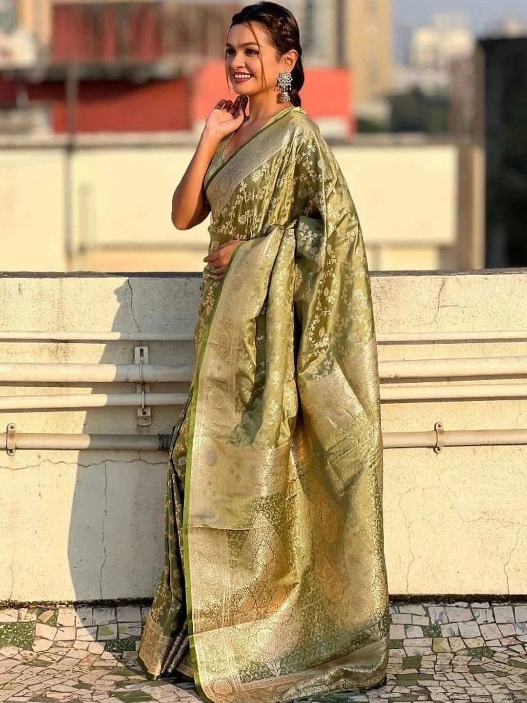 revika Woven Design Zari Art Silk Designer Kanjeevaram Saree thumbnail 3