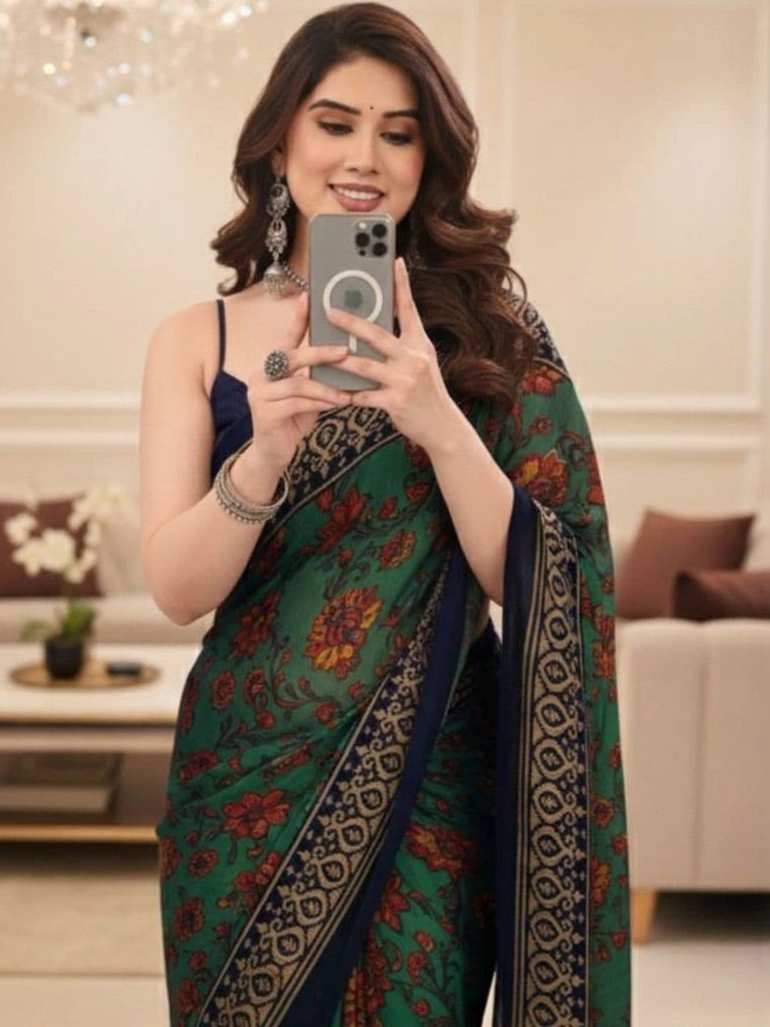 Owee Floral Pure Chiffon Designer Saree thumbnail 2