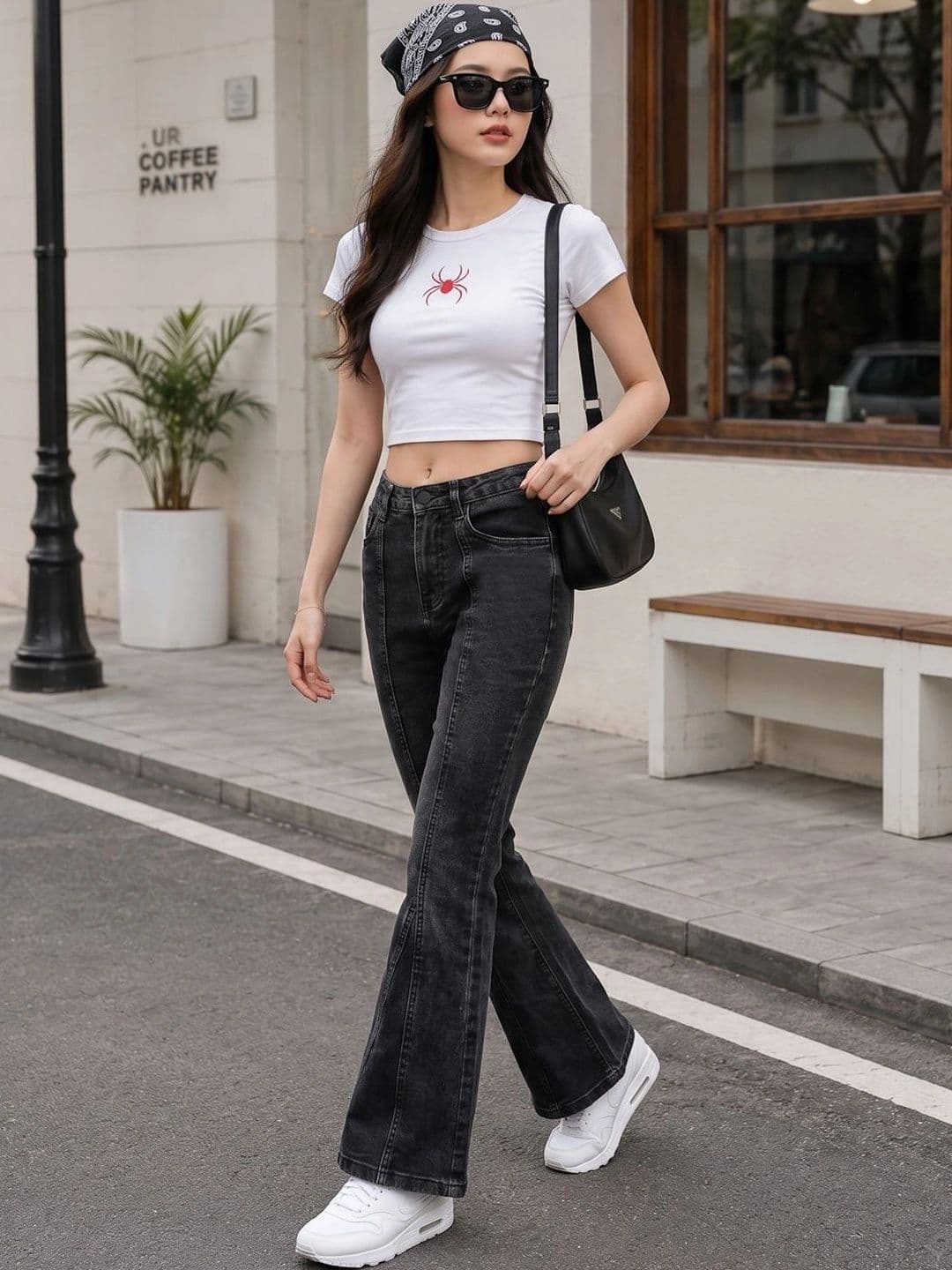 Style Quotient Women Classic Flared High-Rise Stretchable Jeans thumbnail 3