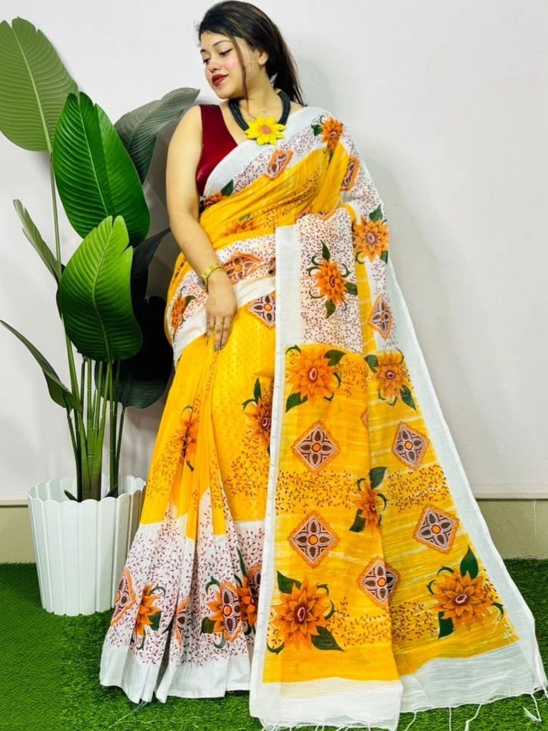 AURIC LOFT Pure Cotton Khadi Saree - view 1