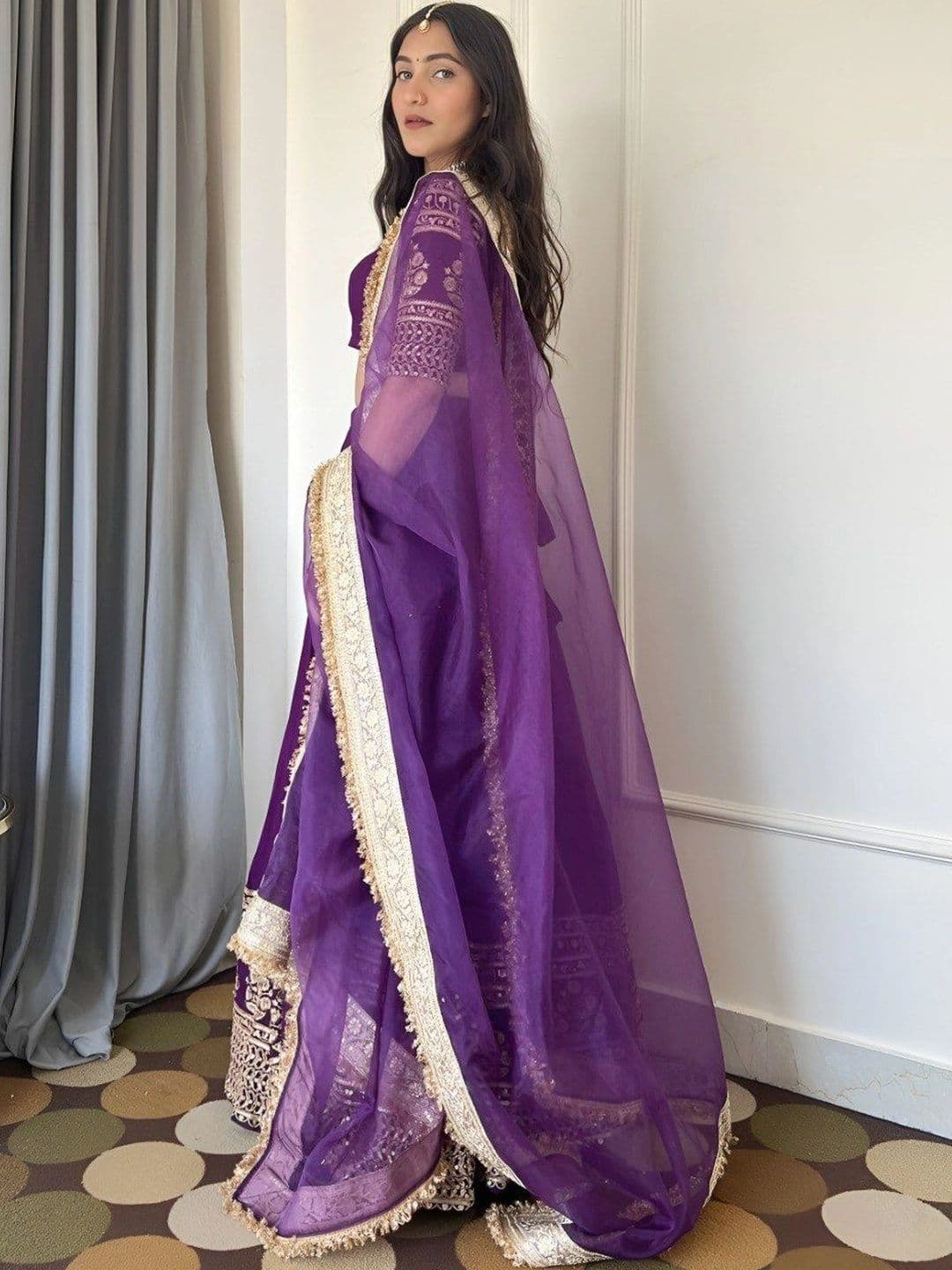 BLUSH STREET Embroidered Semi-Stitched Lehenga & Blouse With Dupatta thumbnail 4