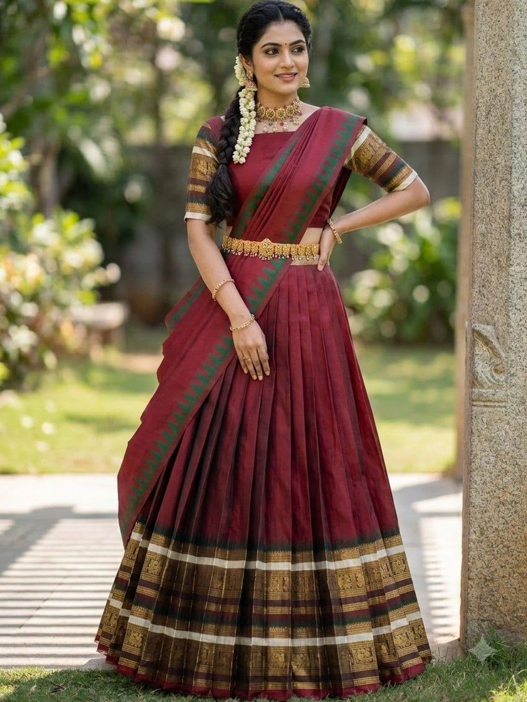 Pink Bindi Semi-Stitched Lehenga & Unstitched Blouse With Dupatta thumbnail 4
