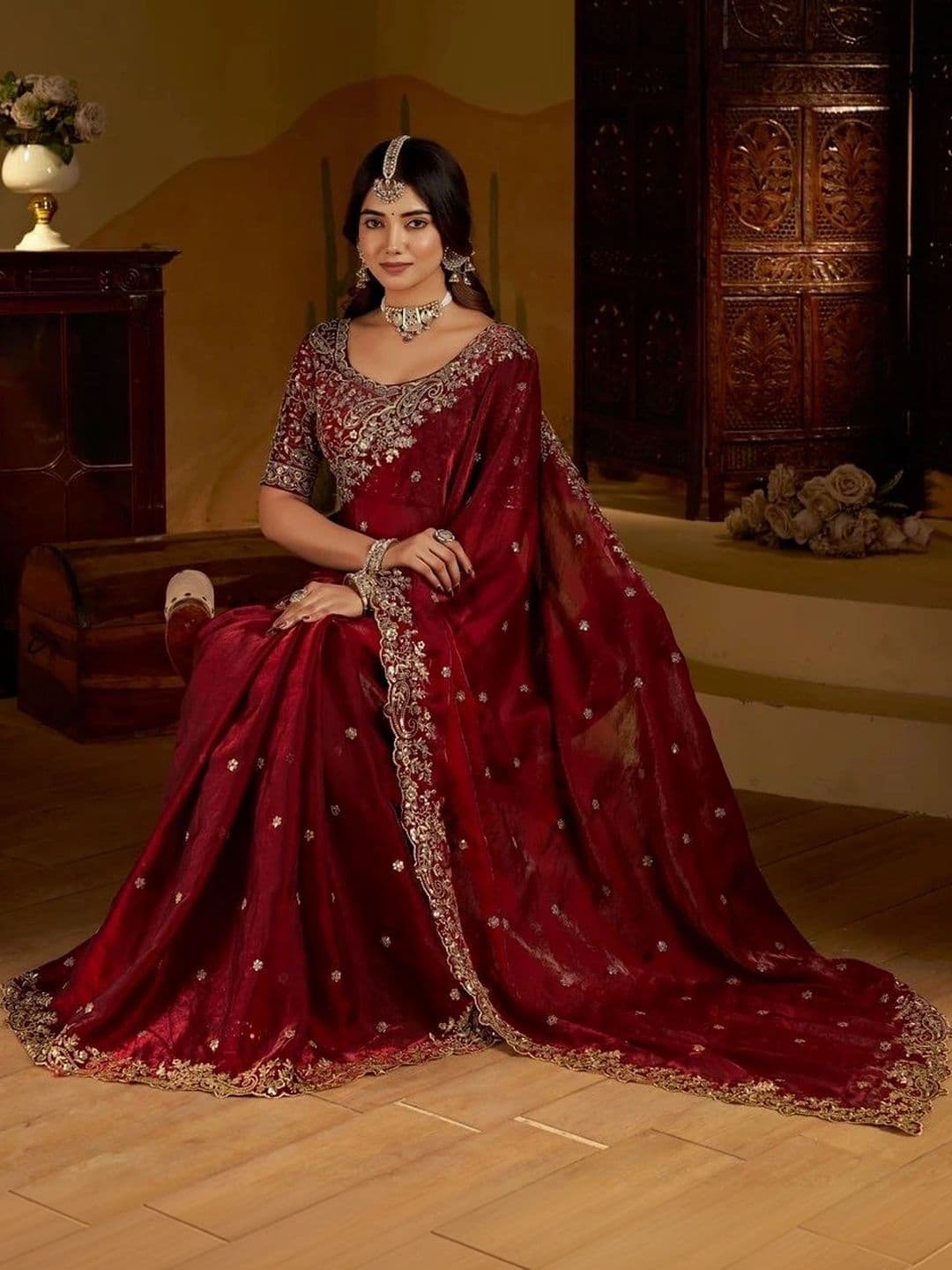 kantuba Embroidered Art Silk Heavy Work Saree - view 1