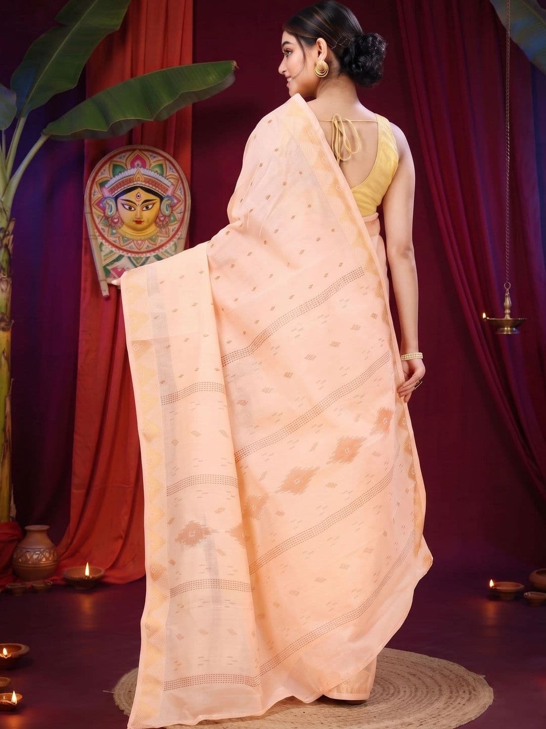 GitAsit Woven Design Zari Pure Cotton Handloom Taant Saree thumbnail 5