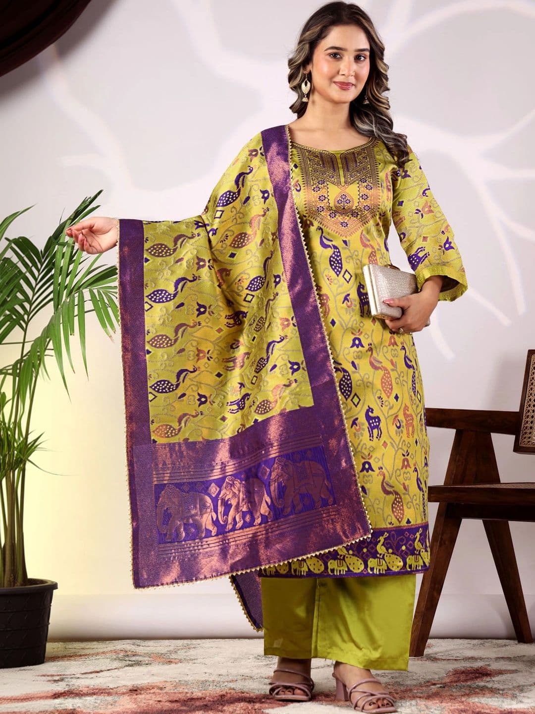 kantuba Art Silk Unstitched Dress Material thumbnail 3