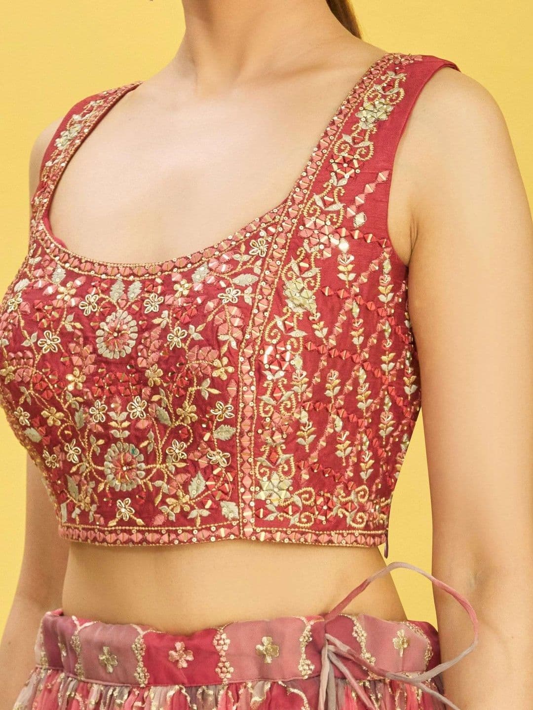 Zeel Clothing Embroidered Semi-Stitched Lehenga & Unstitched Blouse With Dupatta thumbnail 3