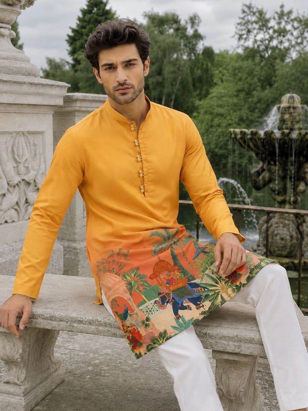 Anouk Men Ethnic Motifs Printed Kurta thumbnail 3
