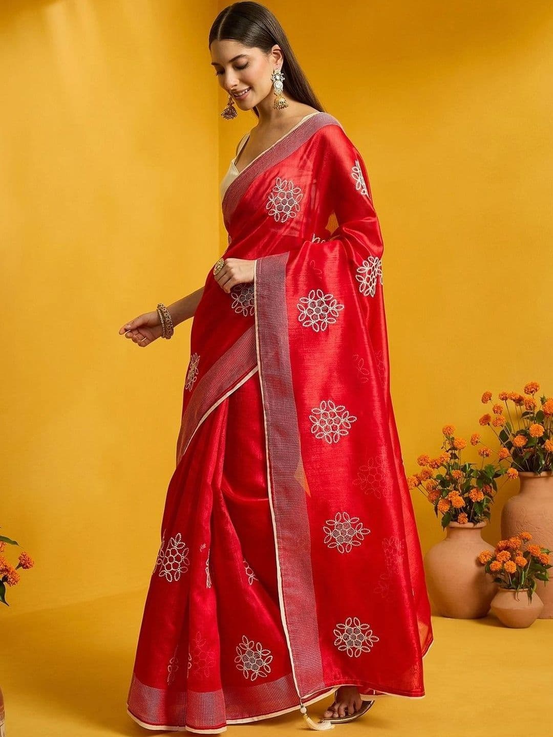 Saree mall Embellished Embroidered Designer Sarees thumbnail 5