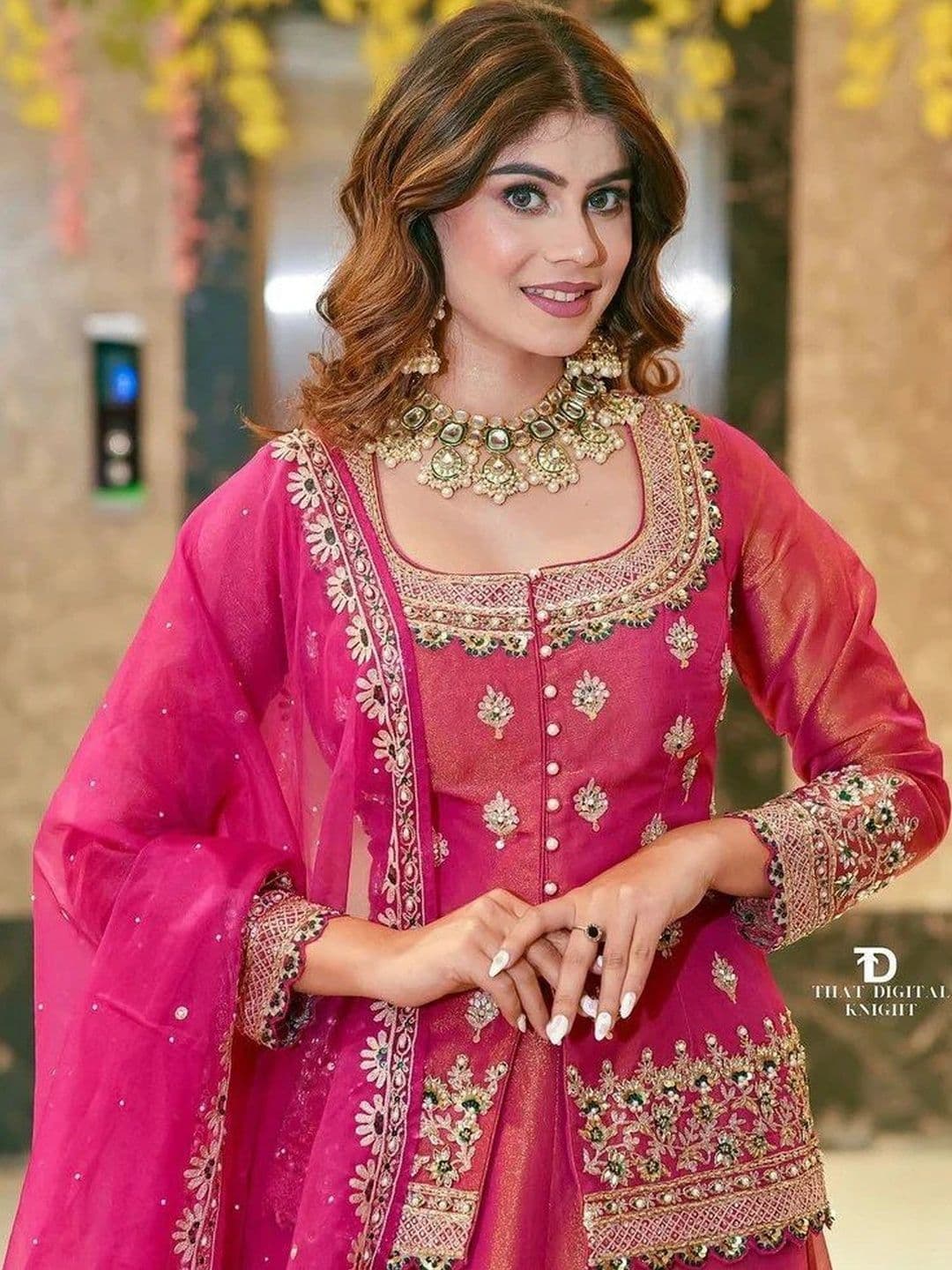 BLUSH STREET Embroidered Thread Work Semi-Stitched Lehenga & Blouse With Dupatta thumbnail 4