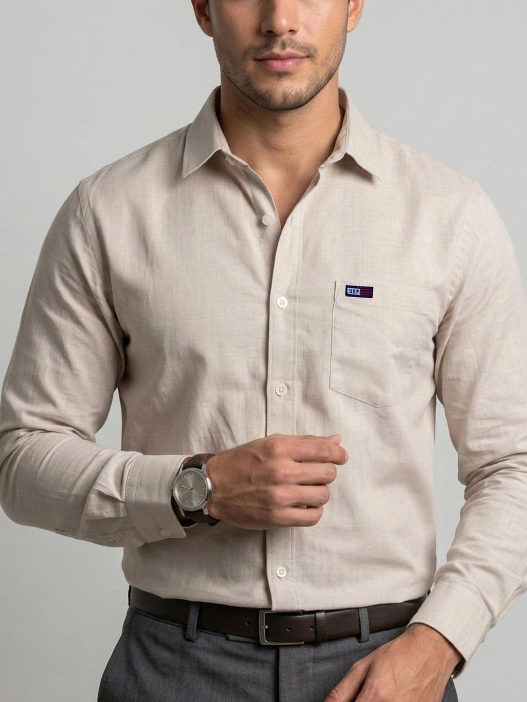 U.S. PITCHERS Men Modern Slim Fit Formal Shirt thumbnail 3