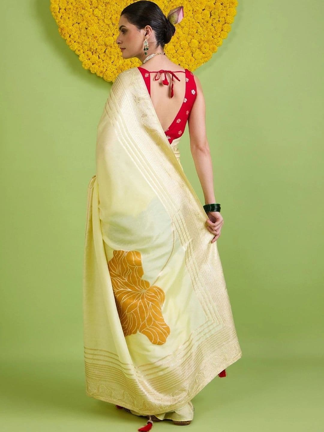 Saree mall Woven Design Zari Silk Blend Designer Banarasi Sarees thumbnail 7