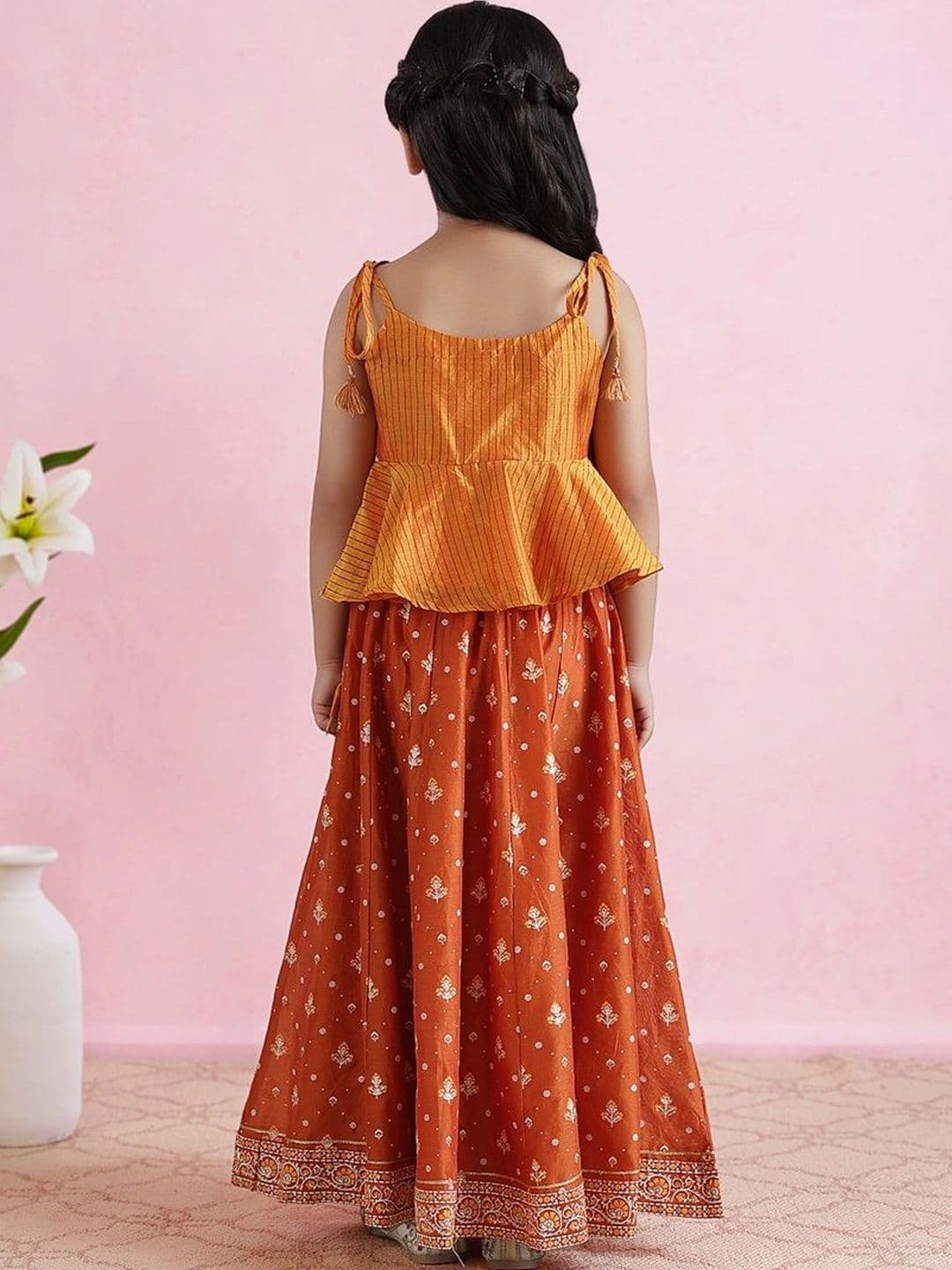 Fabindia Girls Printed Block Print Ready to Wear Lehenga & Blouse With Dupatta thumbnail 6