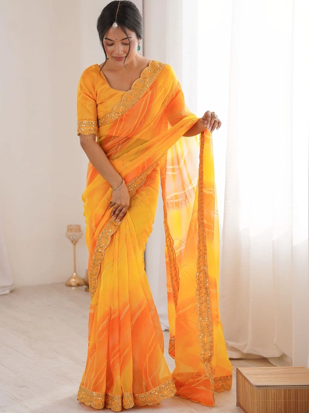 Mitera Leheriya Pure Georgette Saree thumbnail 2