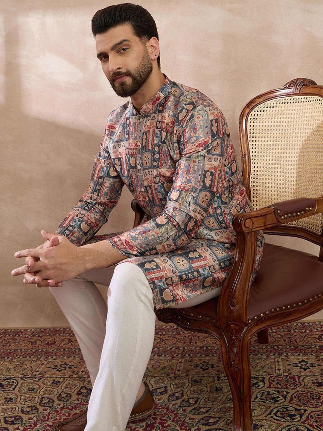 Ethnic Bay Men Ethnic Motifs Printed Summer Sheers Kurta thumbnail 2