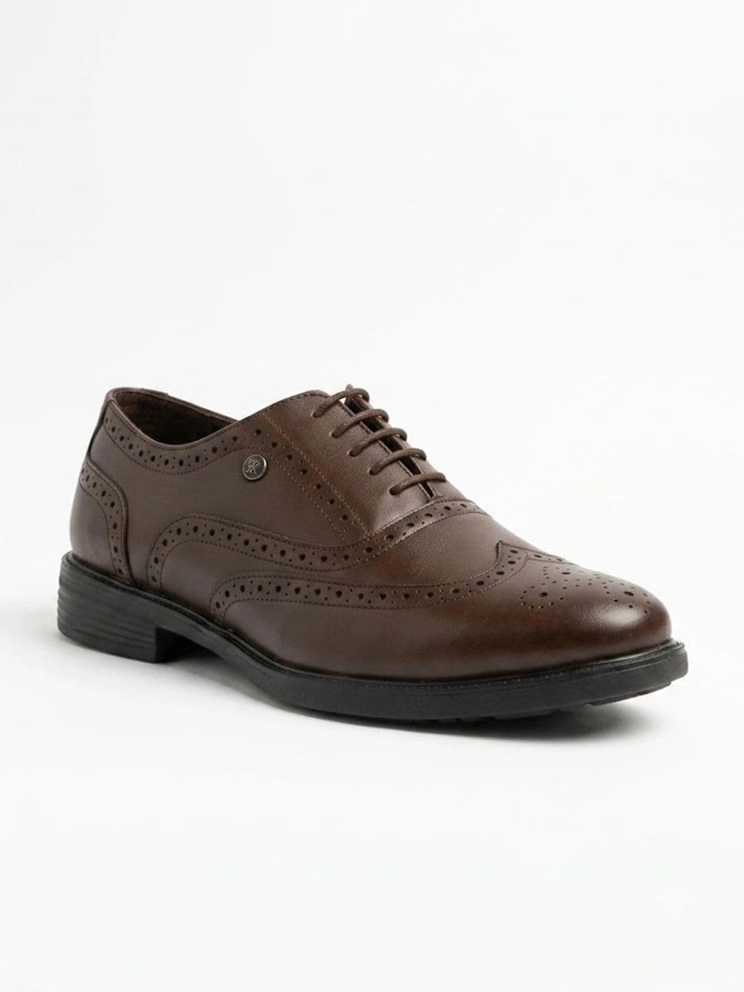 House of Pataudi Men Textured Round Toe Lace-Ups Brogues Formal Shoes thumbnail 6