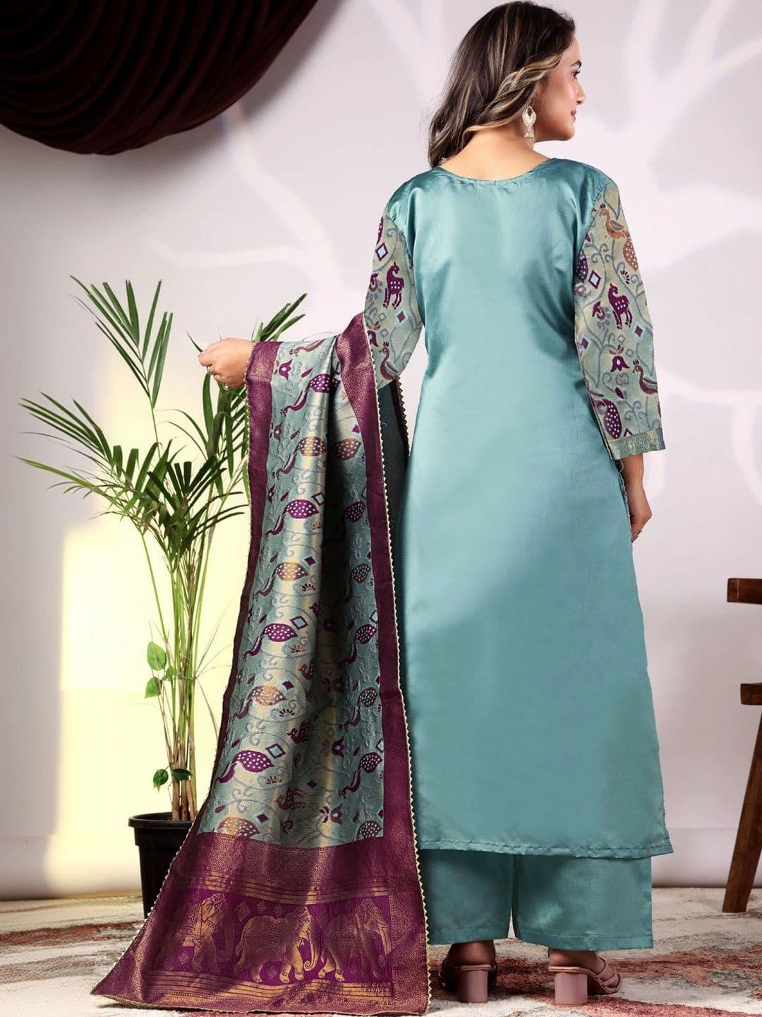 kantuba Art Silk Unstitched Dress Material thumbnail 4