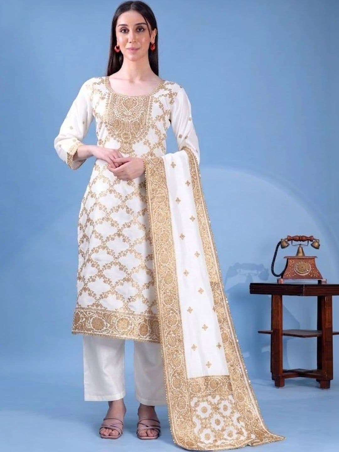 kantuba Art Silk Unstitched Dress Material - view 1