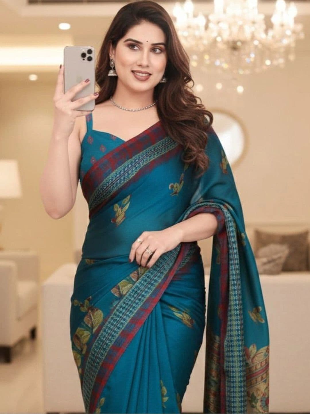 Owee Floral Pure Chiffon Designer Saree thumbnail 2