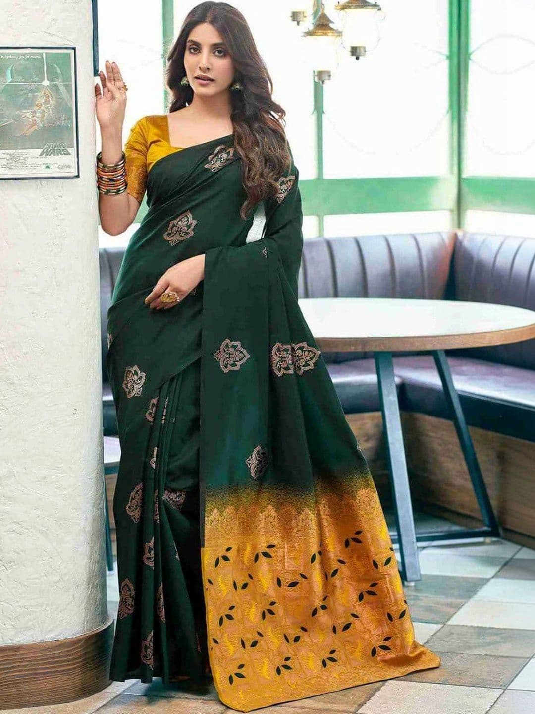 revika Floral Embroidered Art Silk Designer Kanjeevaram Saree - view 1