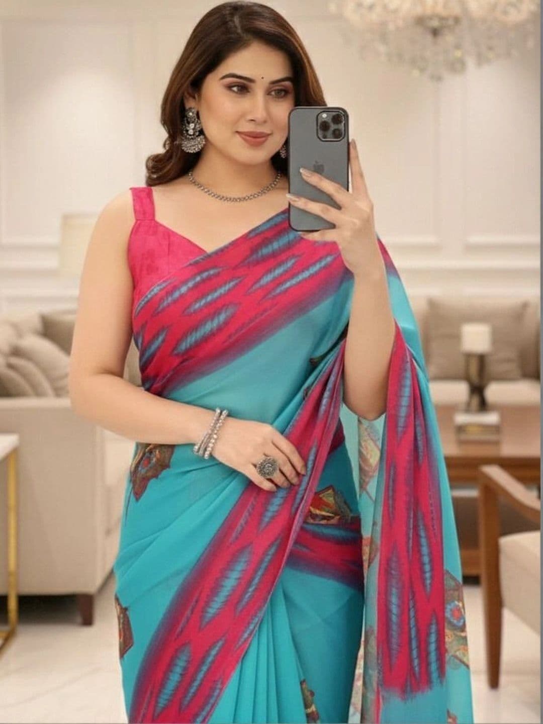 Owee Pure Chiffon Designer Saree thumbnail 5