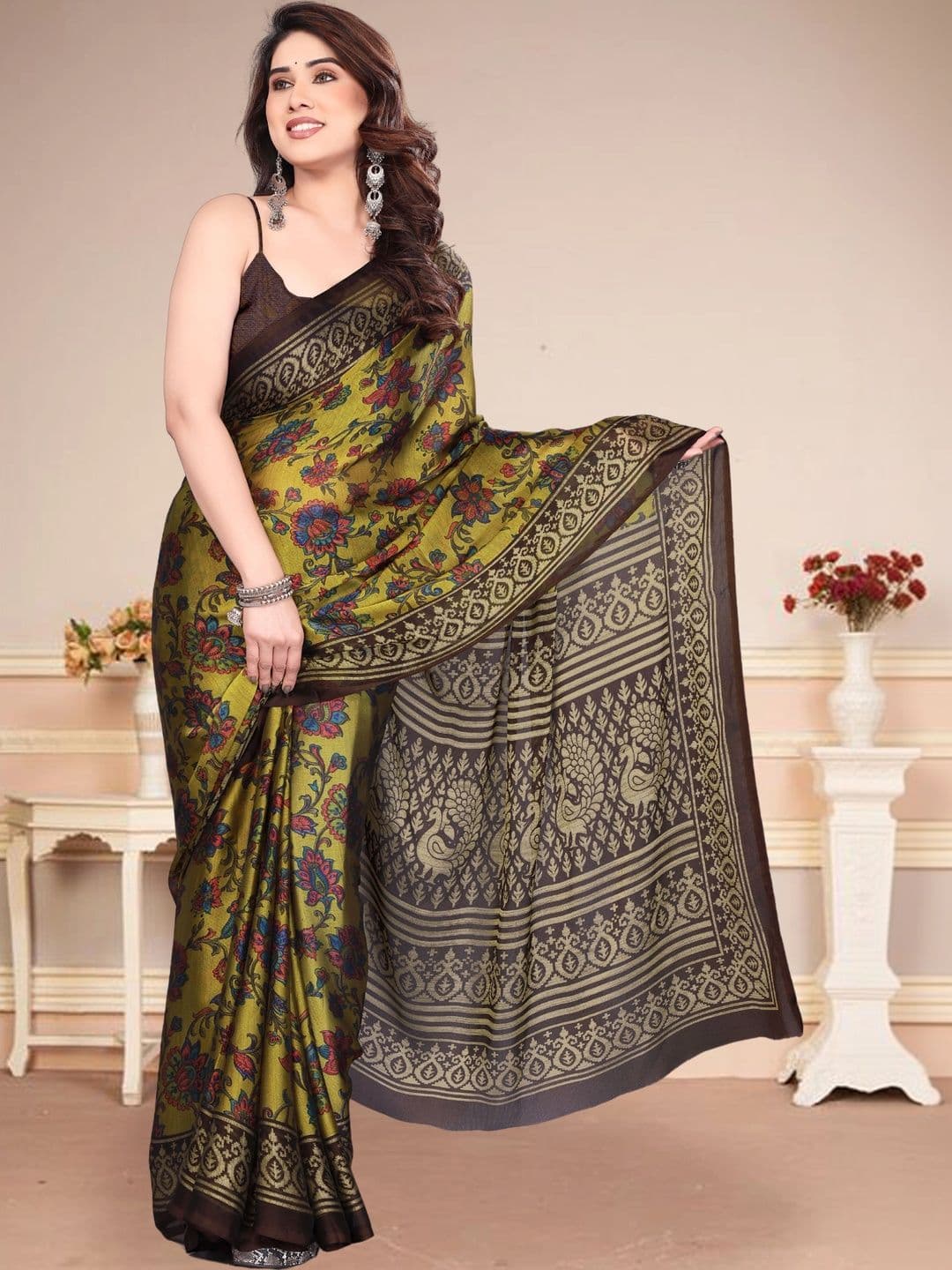 Owee Floral Pure Chiffon Designer Saree - view 1