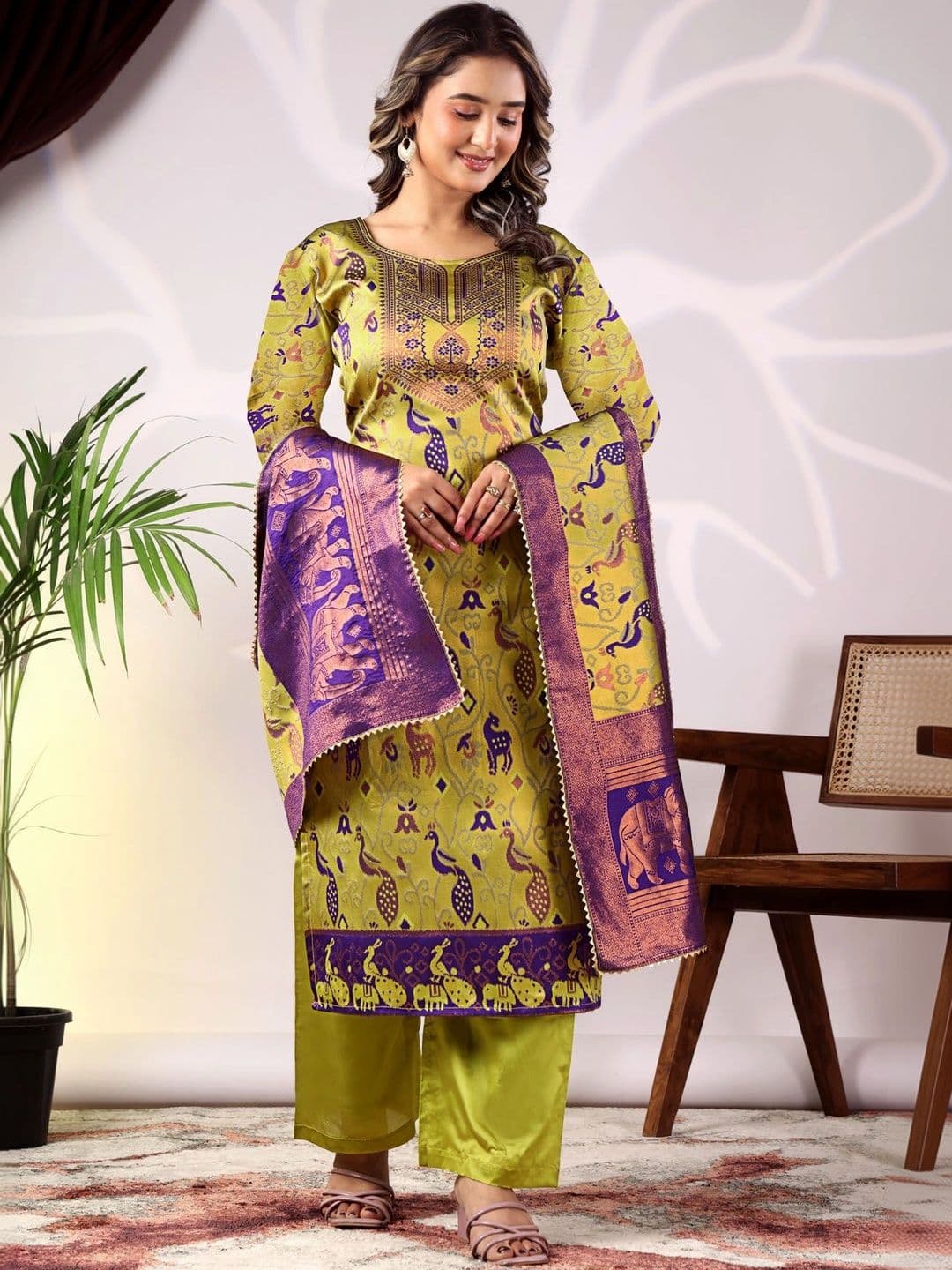 kantuba Art Silk Unstitched Dress Material - view 1