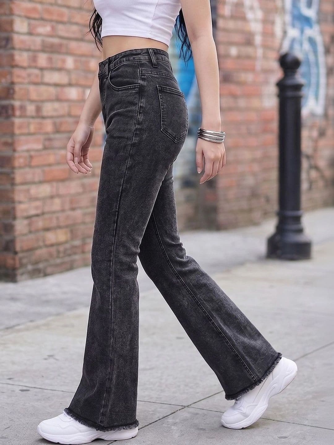 Style Quotient Women Classic Wide Leg High-Rise Stretchable Jeans thumbnail 6