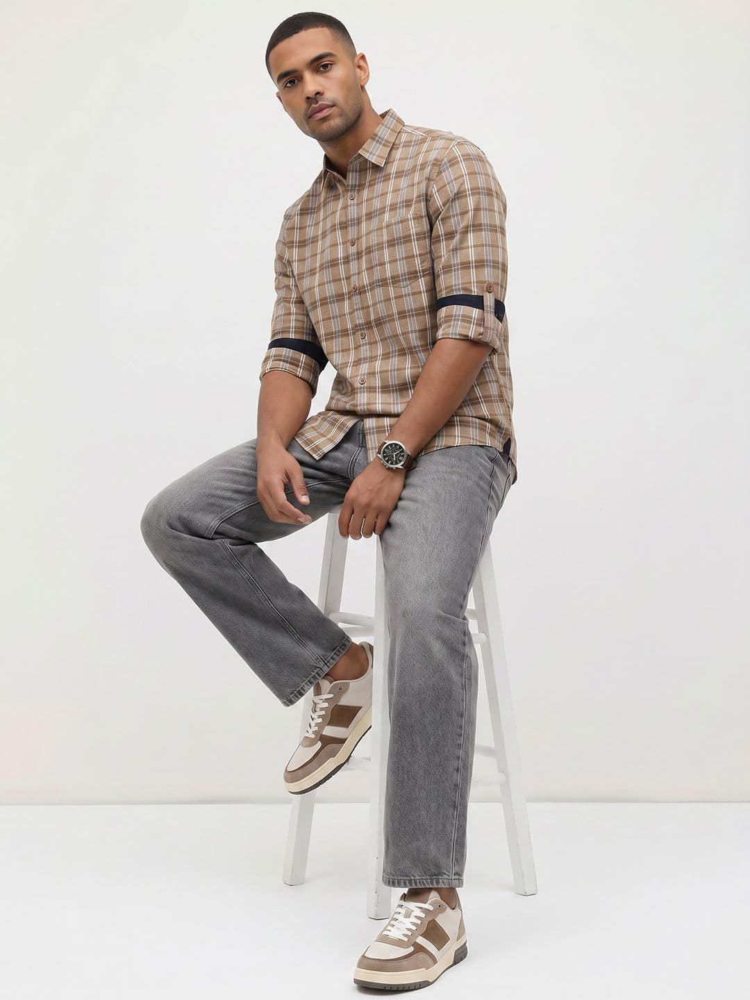 Roadster Life Co.Cotton Slub Checked Shirt thumbnail 3