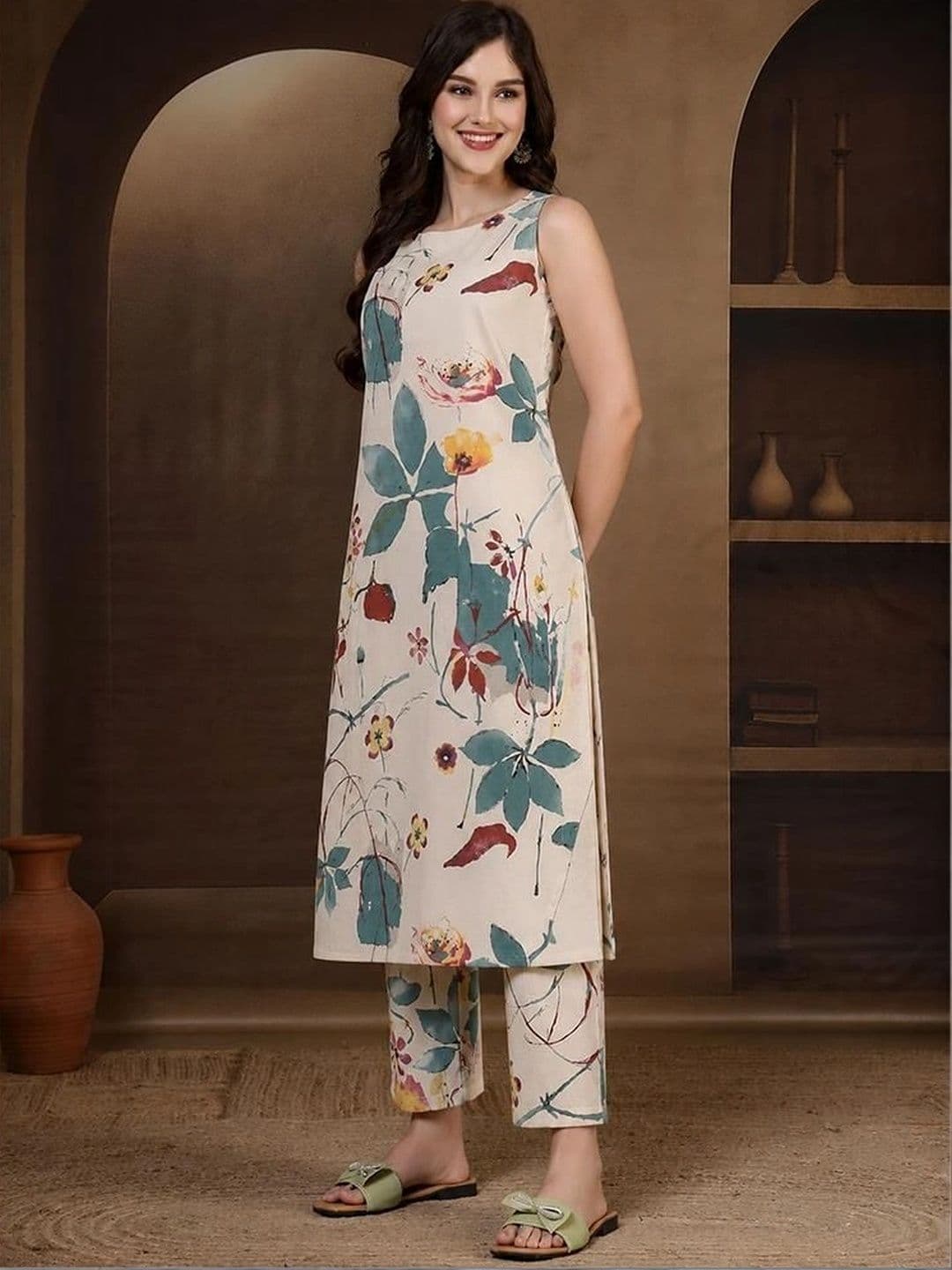 SANTOLIYA Women Floral Printed Floral Kurta thumbnail 5