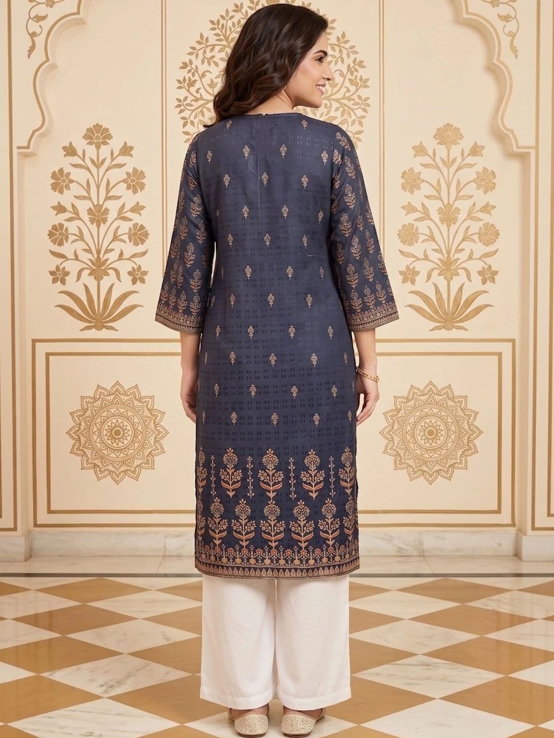 House of Pataudi Women Ethnic Motifs Printed Indie Prints Kurta thumbnail 4