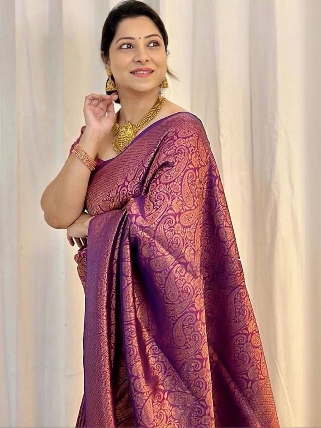 revika Woven Design Zari Art Silk Designer Kanjeevaram Saree thumbnail 4
