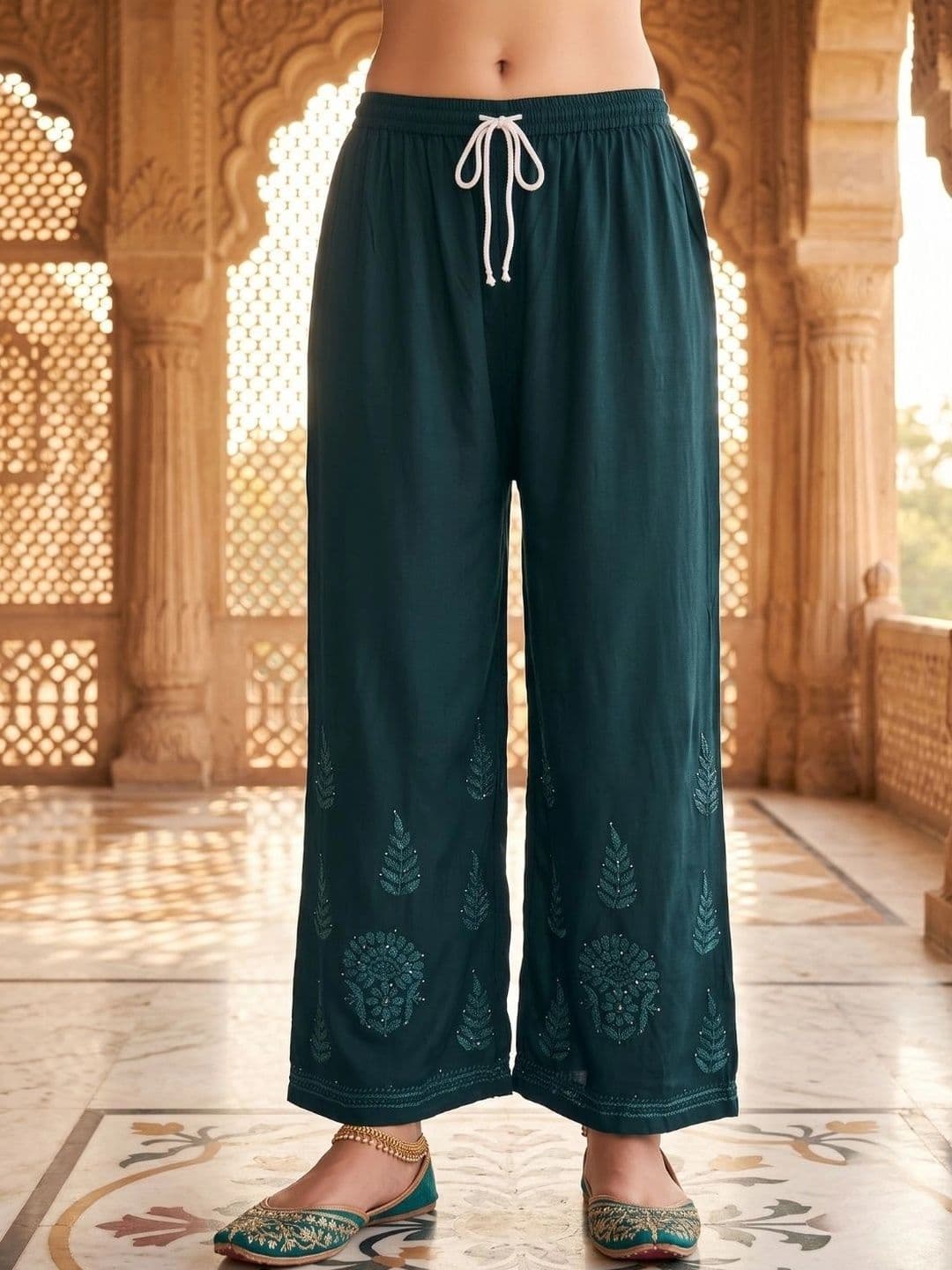 Fashion Chikan Art Women Ethnic Motifs Embroidered Regular Thread Work Kurta with Palazzos thumbnail 6