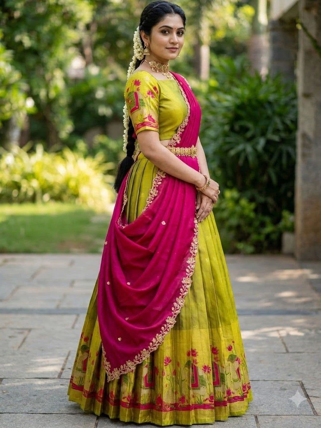 Pink Bindi Women Semi-Stitched Lehenga & Unstitched Blouse With Dupatta thumbnail 5
